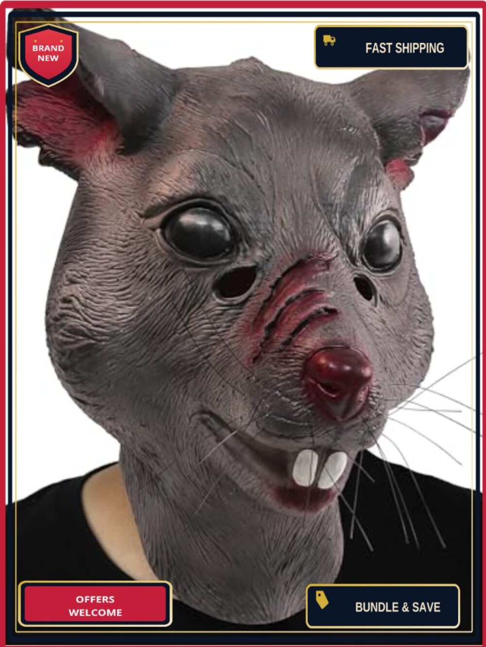 Latex Mouse Rat Mask Scary Scar 3D Halloween Cosplay Costume Prop